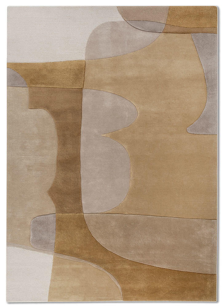 joy gold wool and viscose hand tufted Rug - HeadShot