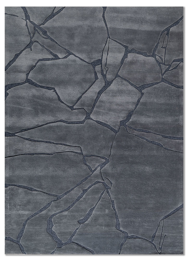 blue blue wool and viscose hand tufted Rug
