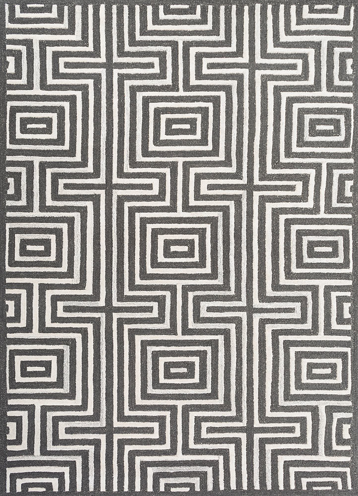 adrift grey and black wool hand tufted Rug - HeadShot