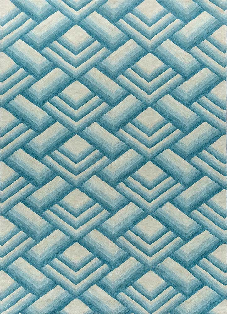 chroma blue wool hand tufted Rug - HeadShot