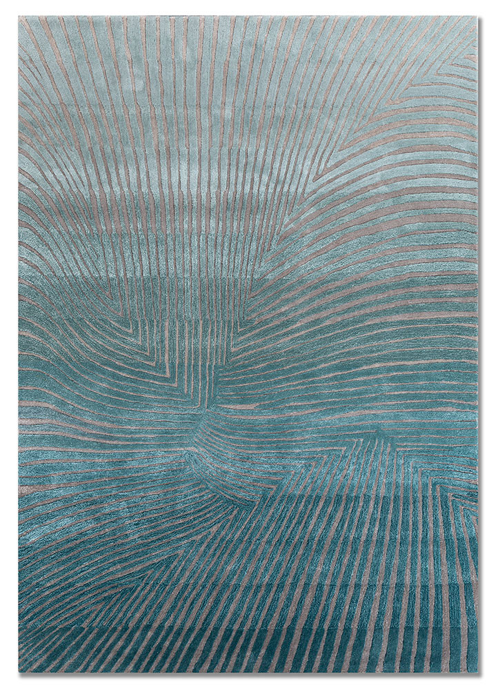 blue blue wool and viscose hand tufted Rug