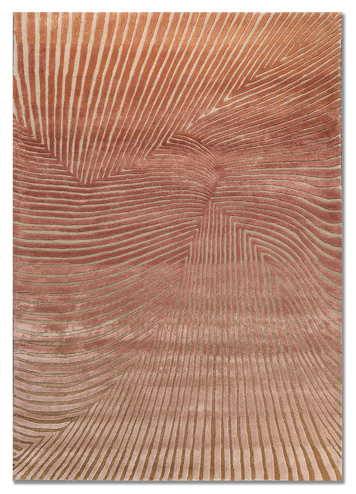 red and orange red and orange wool and viscose hand tufted Rug