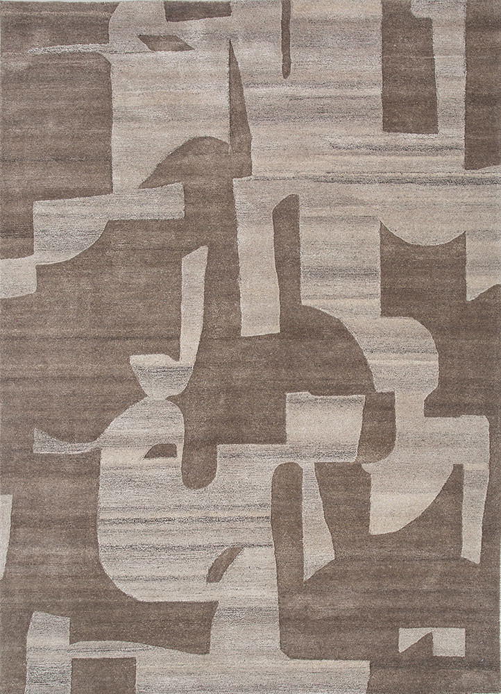 white noise beige and brown wool and viscose hand tufted Rug - HeadShot white noise beige and brown wool and viscose hand tufted Rug - HeadShot
