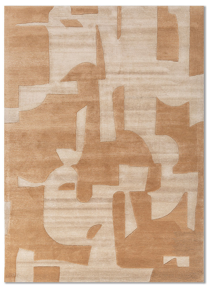  gold wool and viscose hand tufted Rug