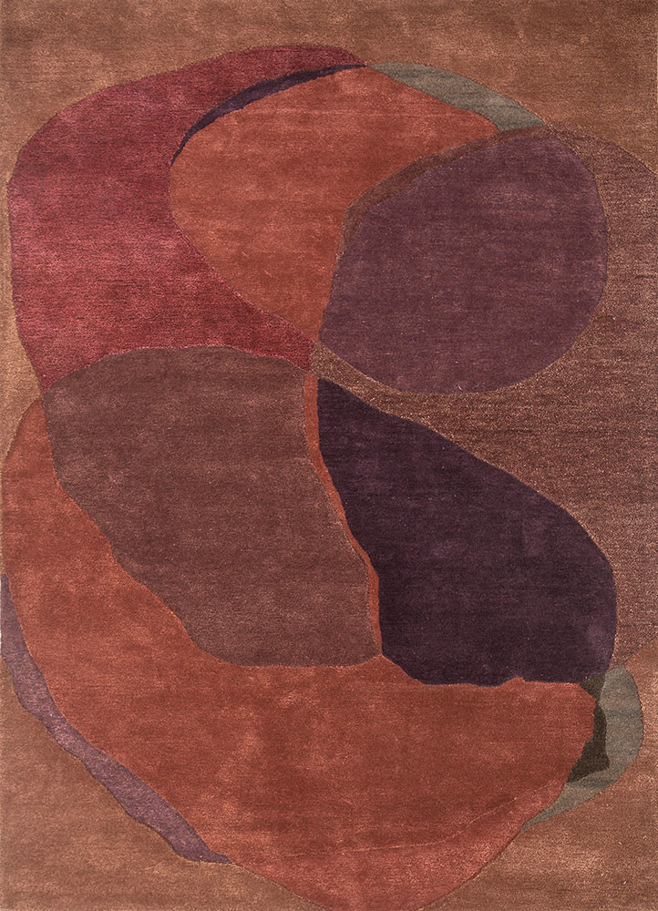  red and orange wool and viscose hand tufted Rug