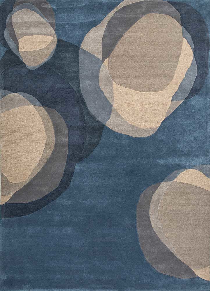  blue wool and viscose hand tufted Rug