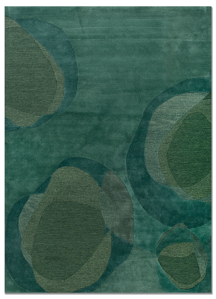joy green wool and viscose hand tufted Rug - HeadShot