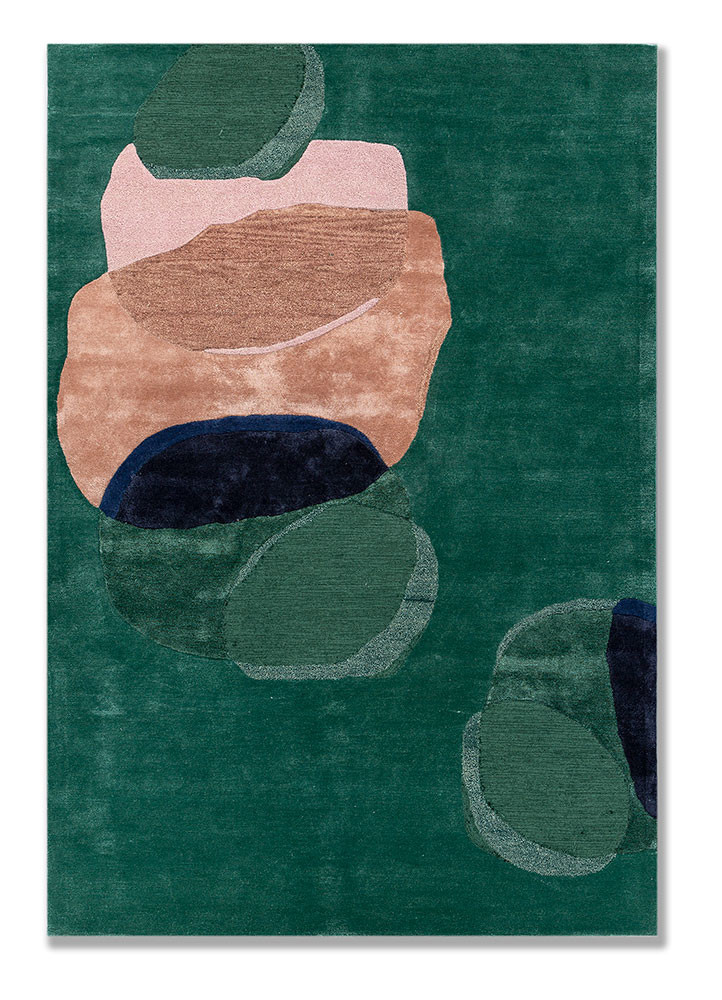 joy green wool and viscose hand tufted Rug - HeadShot