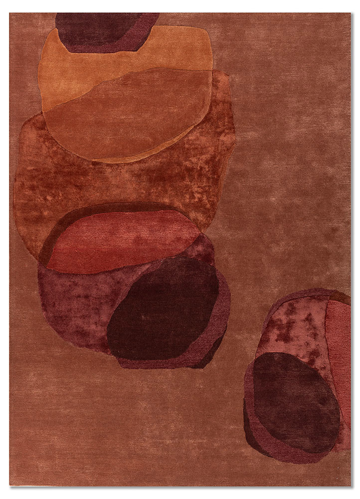  red and orange wool and viscose hand tufted Rug