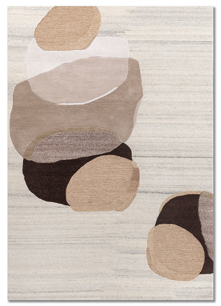  ivory wool and viscose hand tufted Rug