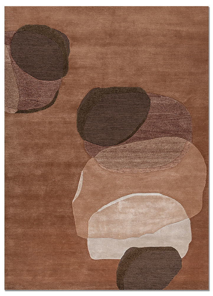  red and orange wool and viscose hand tufted Rug