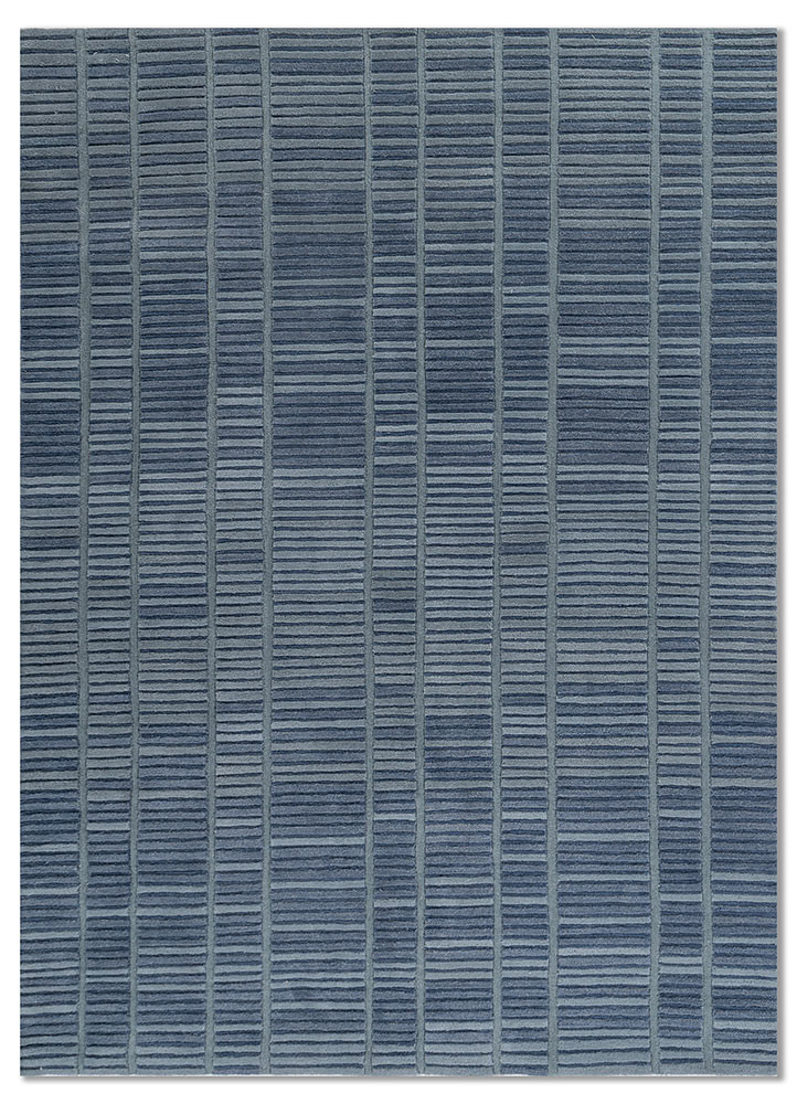 blue blue wool hand tufted Rug