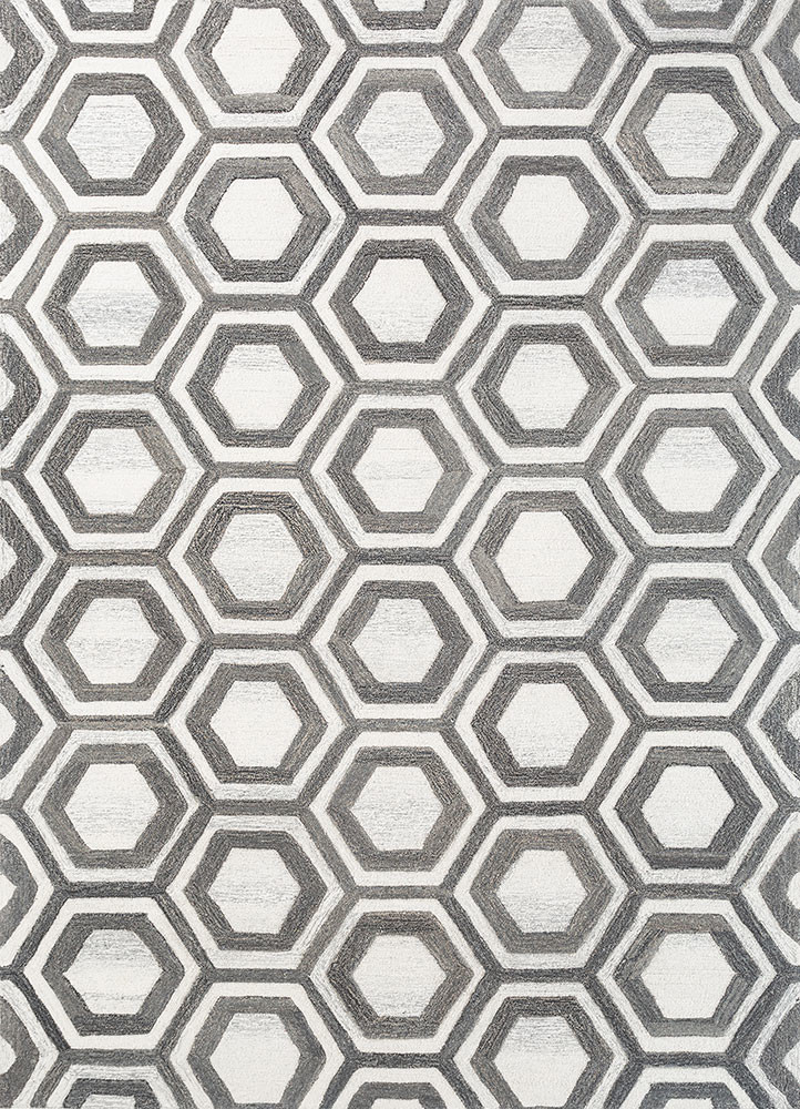 contour grey and black wool hand tufted Rug - HeadShot