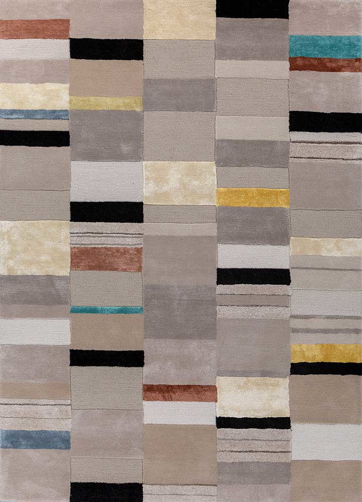 acar ivory wool and viscose hand tufted Rug - HeadShot