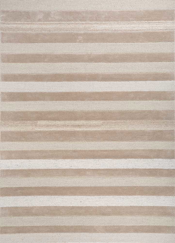  ivory wool and viscose hand tufted Rug