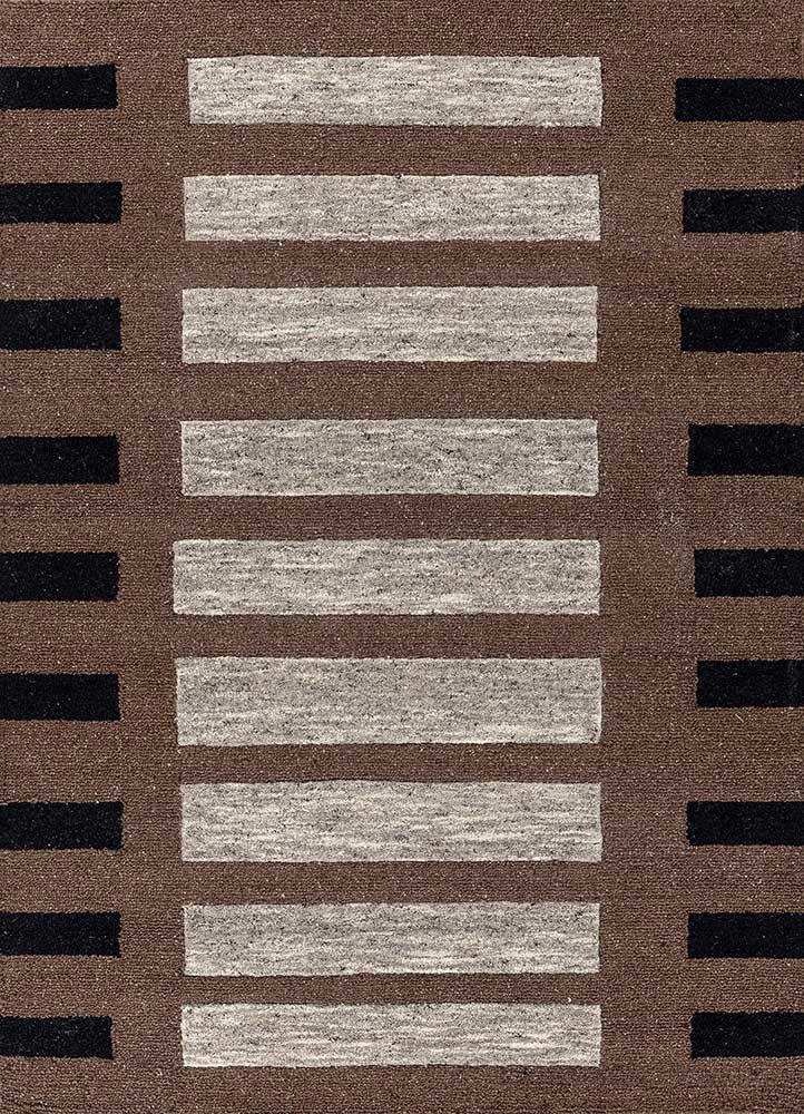 acar beige and brown wool and viscose hand tufted Rug - HeadShot