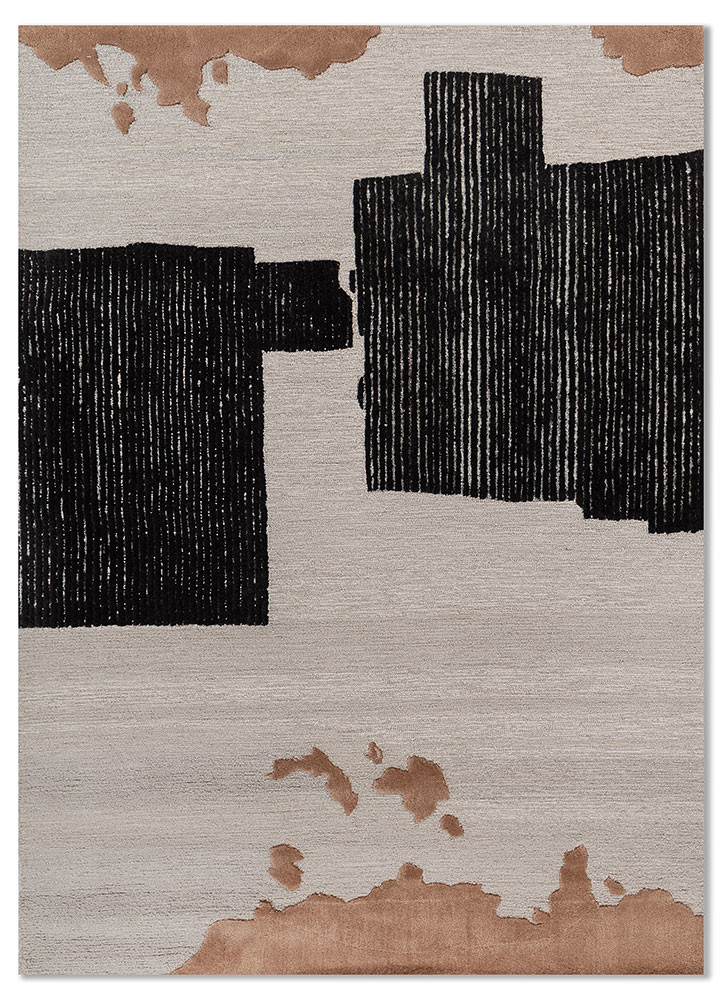 pathways beige and brown wool and viscose hand tufted Rug - HeadShot