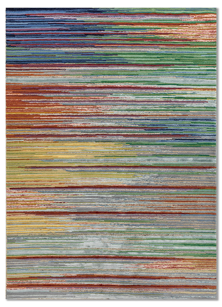 acar blue wool and viscose hand tufted Rug - HeadShot