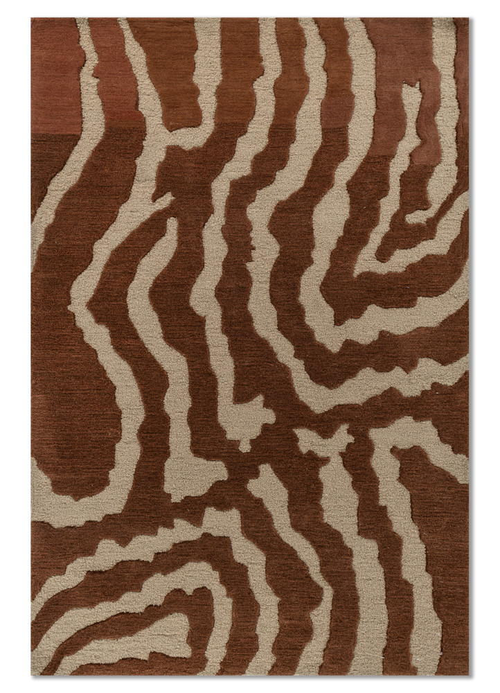 linear ivory wool and viscose hand tufted Rug - HeadShot