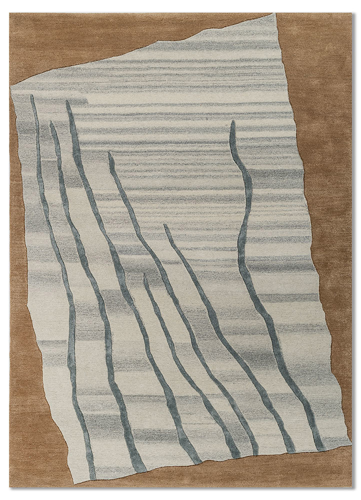 acar beige and brown wool hand tufted Rug - HeadShot acar beige and brown wool hand tufted Rug - HeadShot