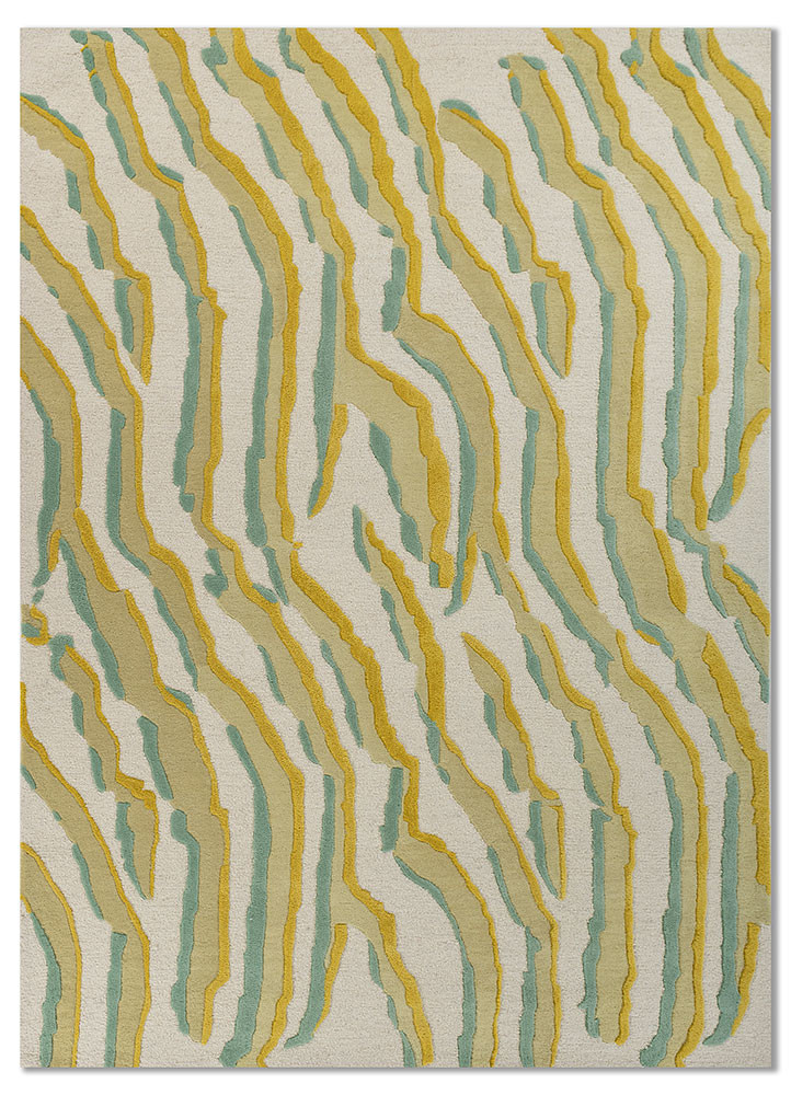 linear ivory wool hand tufted Rug - HeadShot