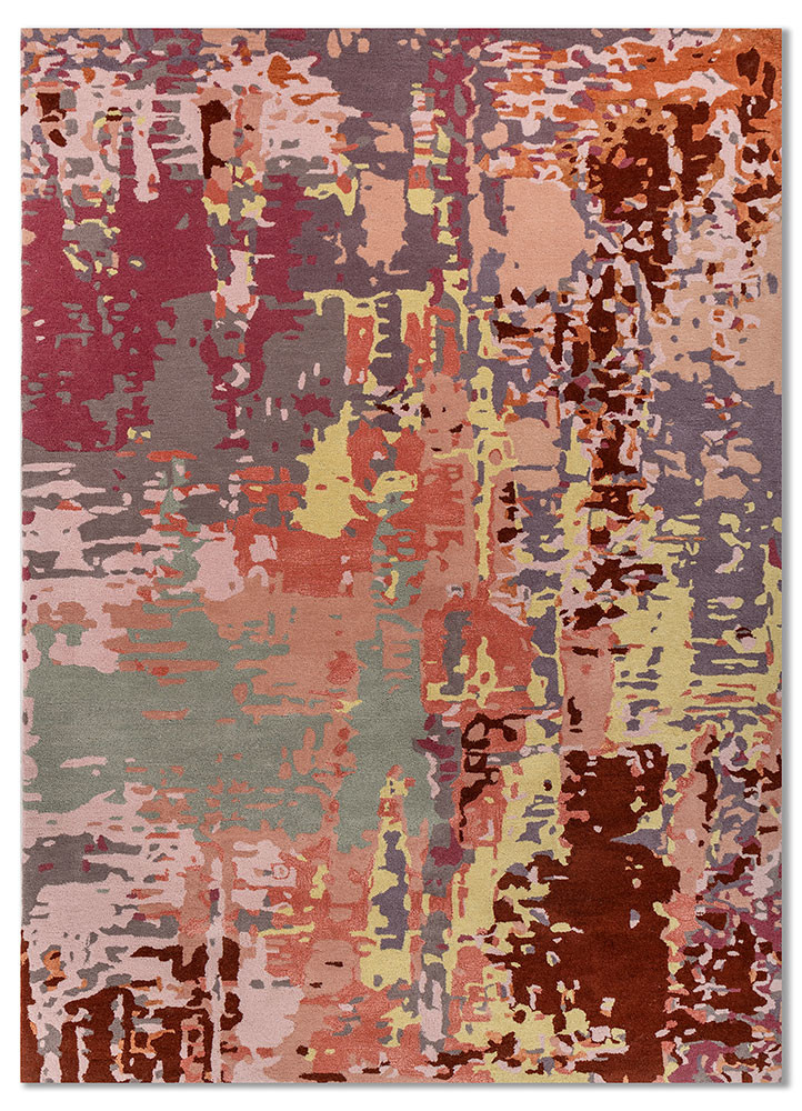 white noise pink and purple wool hand tufted Rug - HeadShot white noise pink and purple wool hand tufted Rug - HeadShot