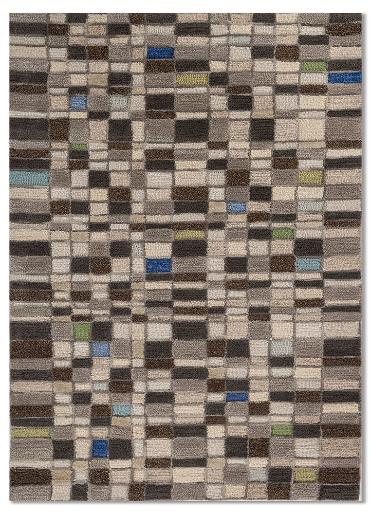 acar ivory wool and viscose hand tufted Rug - HeadShot