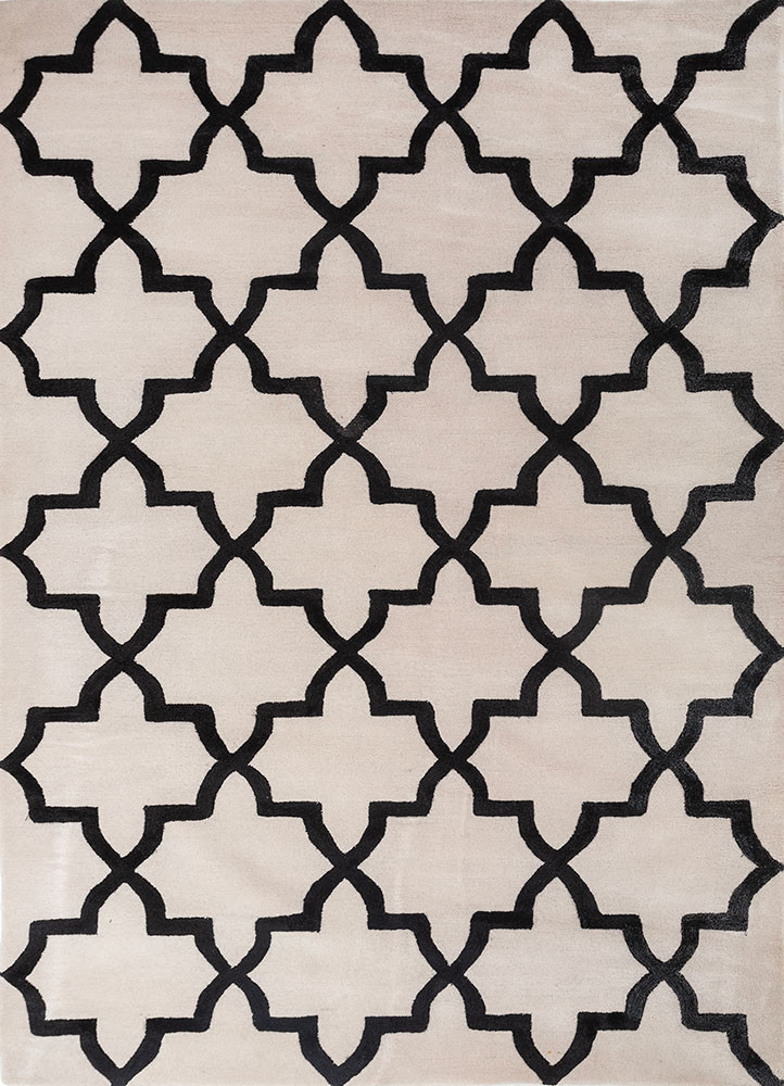 contour ivory wool and viscose hand tufted Rug - HeadShot