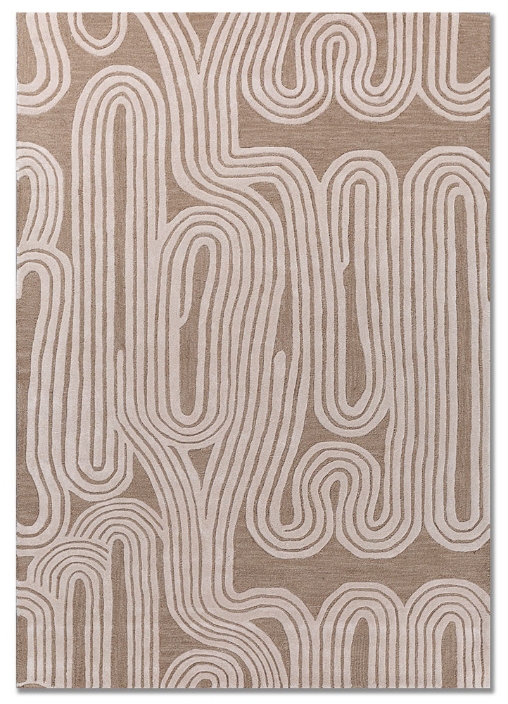 aprezo beige and brown wool hand tufted Rug - HeadShot aprezo beige and brown wool hand tufted Rug - HeadShot
