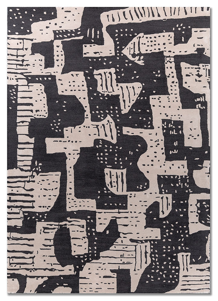 pathways grey and black wool hand tufted Rug - HeadShot pathways grey and black wool hand tufted Rug - HeadShot