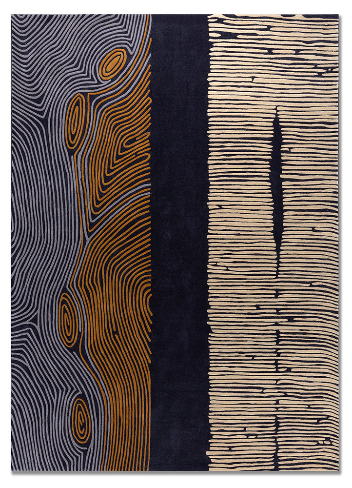 linear blue wool hand tufted Rug - HeadShot linear blue wool hand tufted Rug - HeadShot