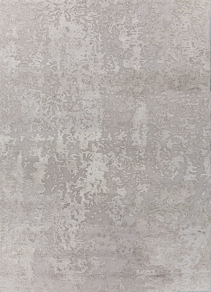 white noise grey and black wool and viscose hand tufted Rug - HeadShot