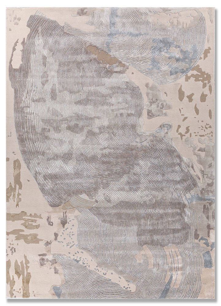 white noise grey and black wool and viscose hand tufted Rug