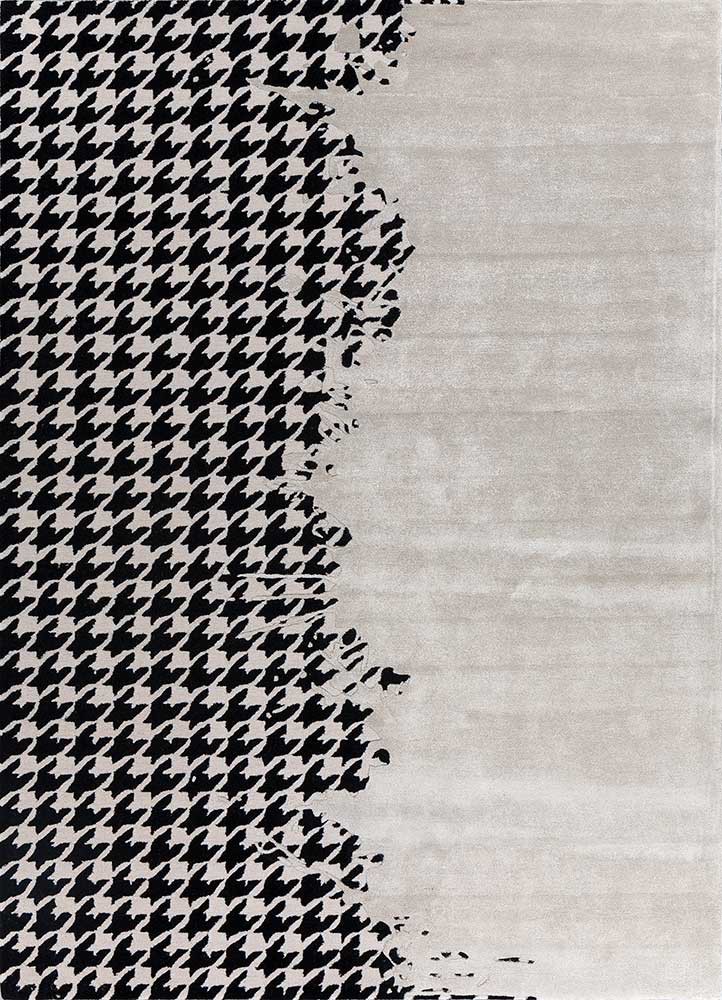  ivory wool and viscose hand tufted Rug