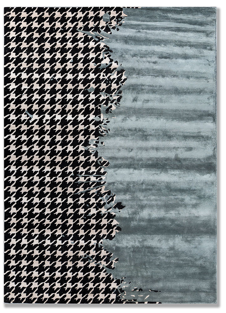 adrift blue wool and viscose hand tufted Rug - HeadShot