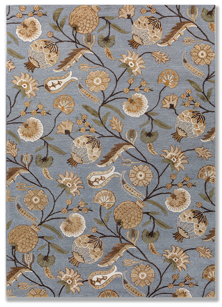 hacienda blue wool and viscose hand tufted Rug - HeadShot