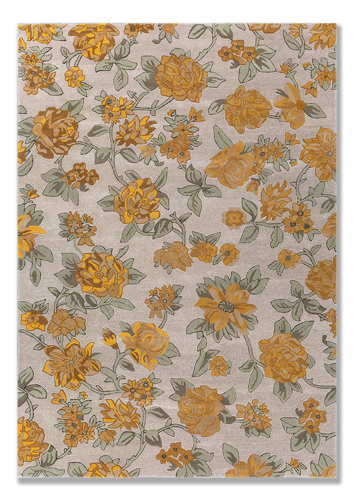  ivory wool and viscose hand tufted Rug