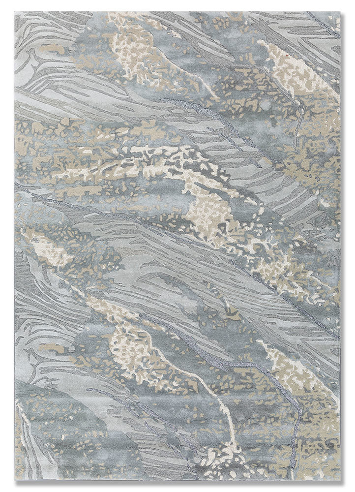white noise blue wool and viscose hand tufted Rug - HeadShot white noise blue wool and viscose hand tufted Rug - HeadShot