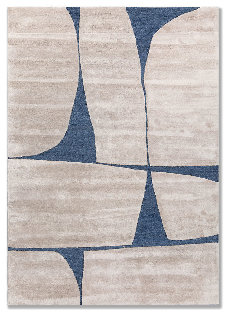 white noise grey and black wool and viscose hand tufted Rug - HeadShot