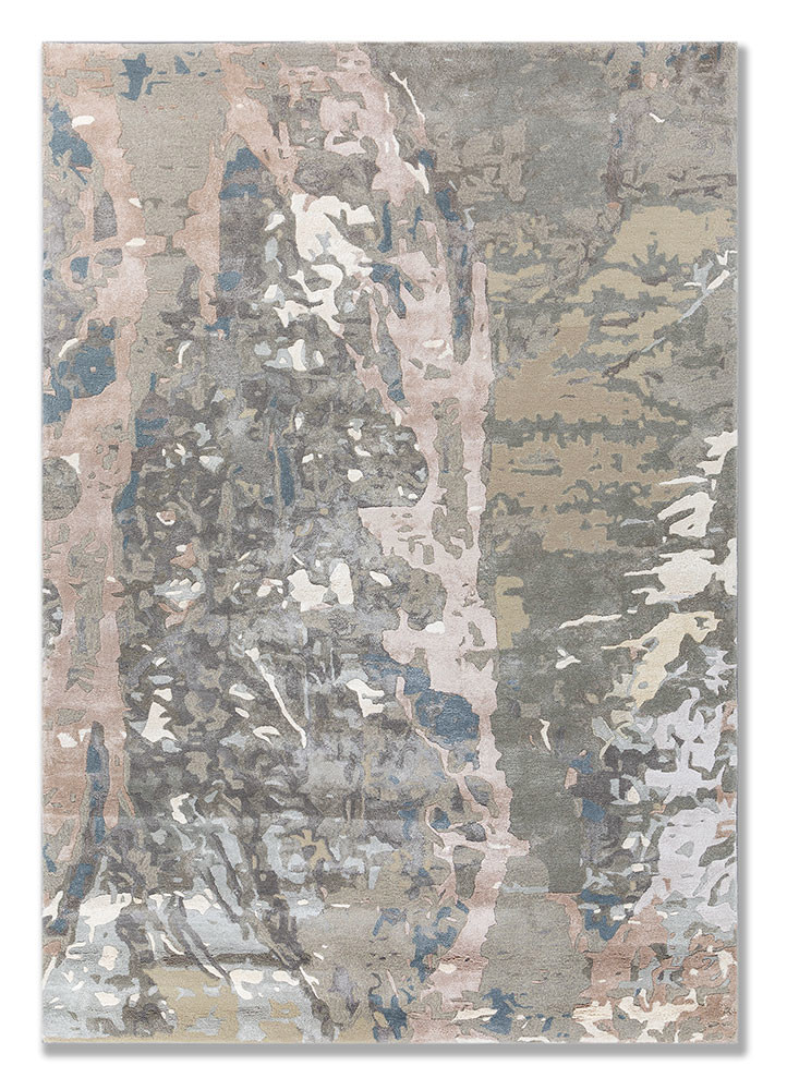 white noise blue wool and viscose hand tufted Rug - HeadShot