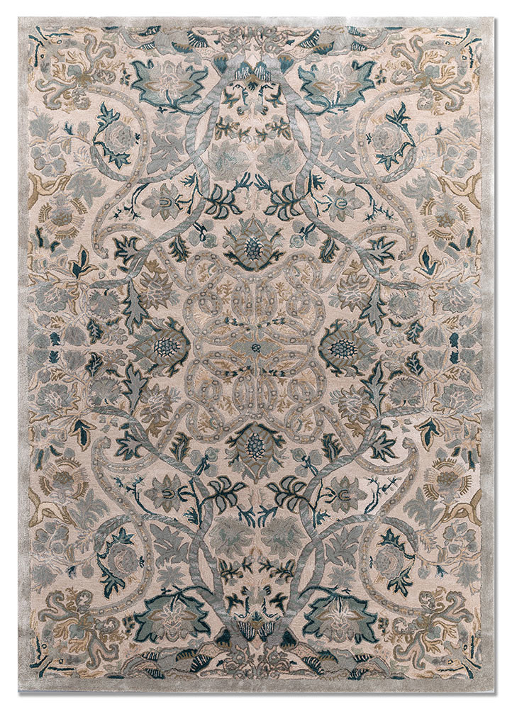 ivory ivory wool and viscose hand tufted Rug