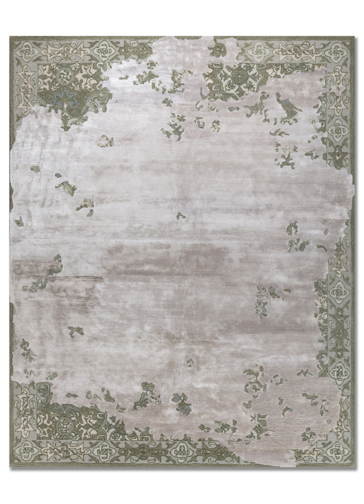 blue blue wool and viscose hand tufted Rug
