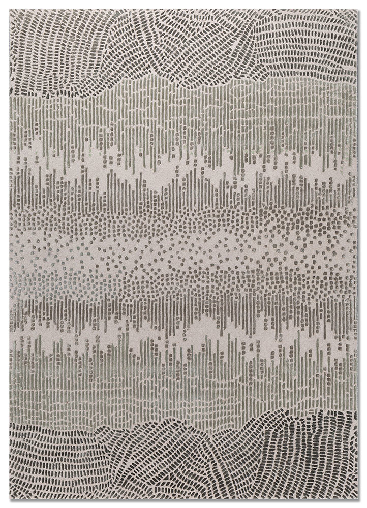 white noise ivory wool and viscose hand tufted Rug - HeadShot