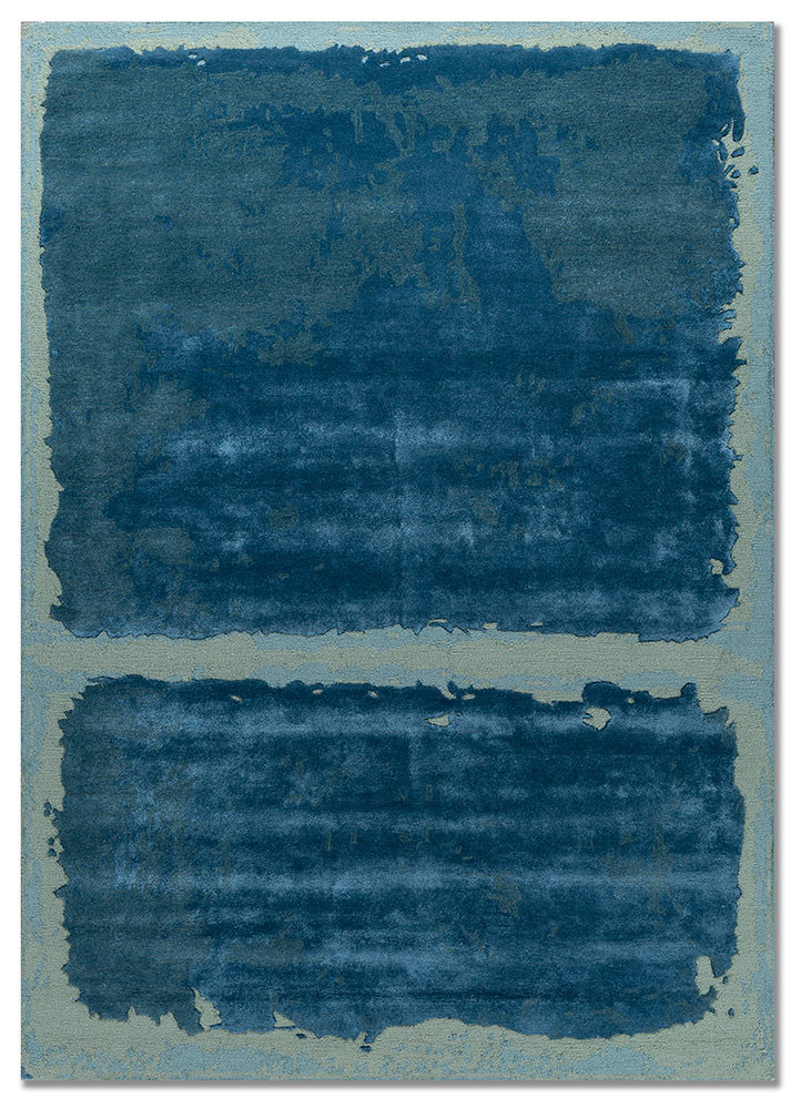  blue wool and viscose hand tufted Rug
