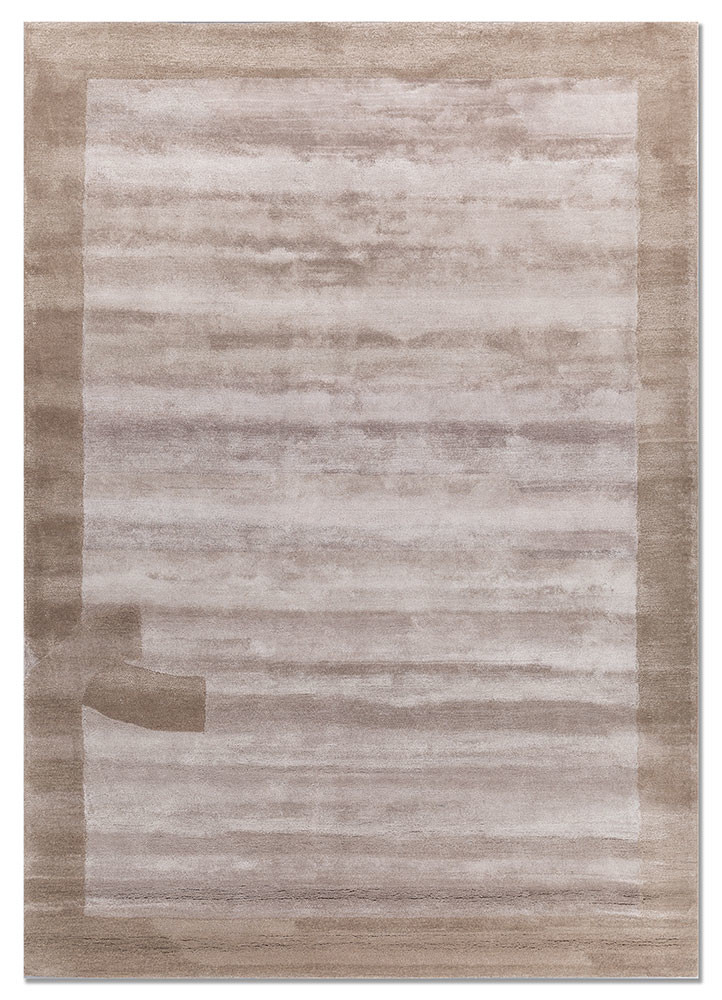  beige and brown wool and viscose hand tufted Rug