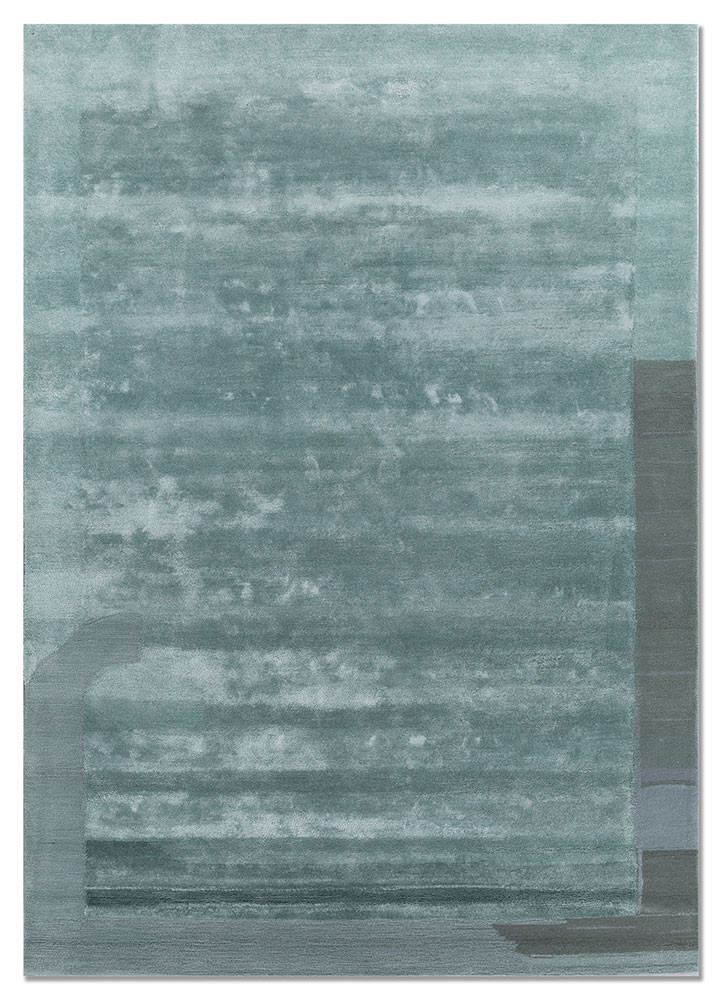  blue wool and viscose hand tufted Rug