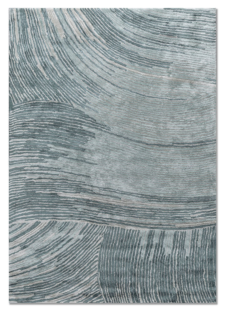 lucid blue viscose hand tufted Rug - HeadShot