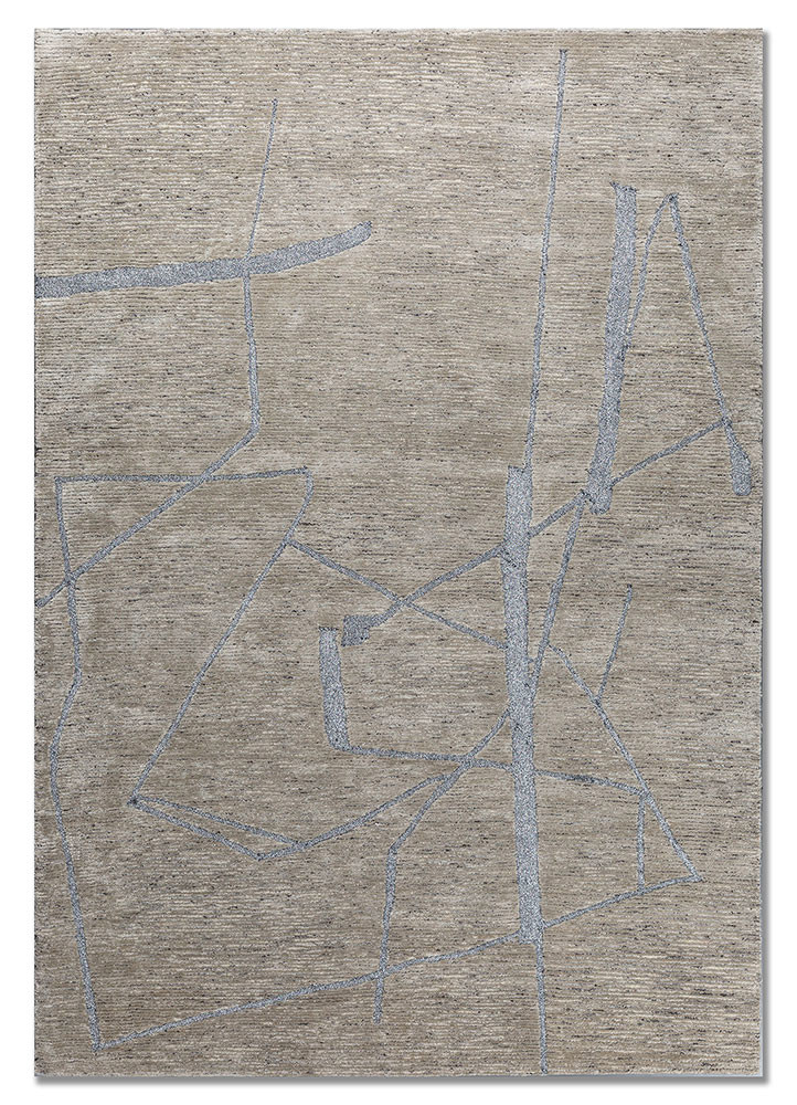  blue wool and viscose hand tufted Rug