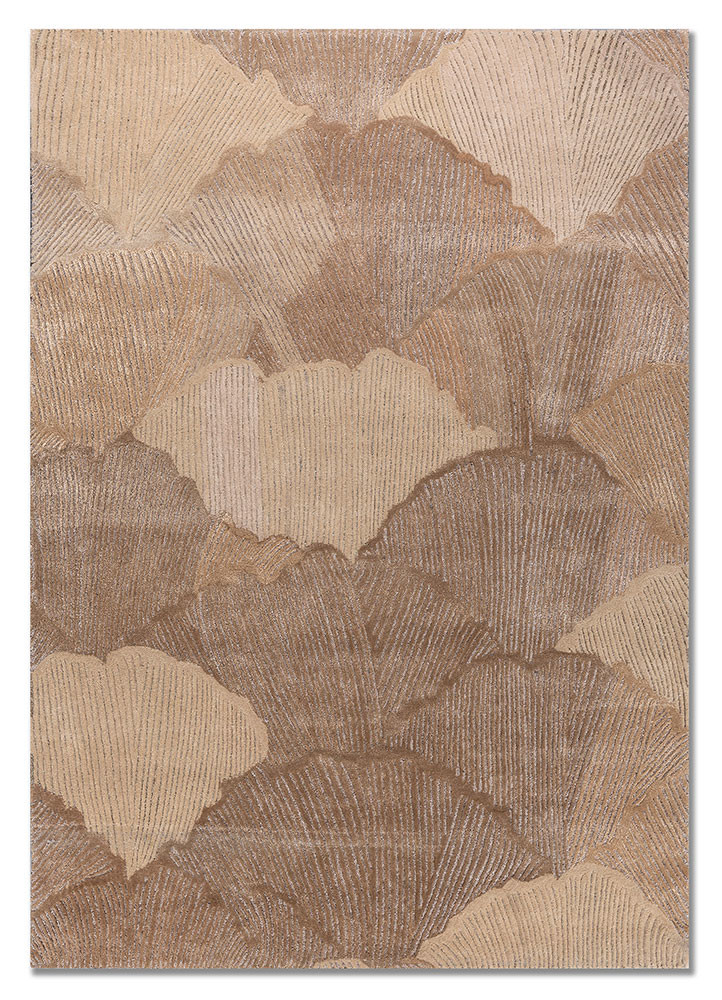 beige and brown beige and brown wool and viscose hand tufted Rug