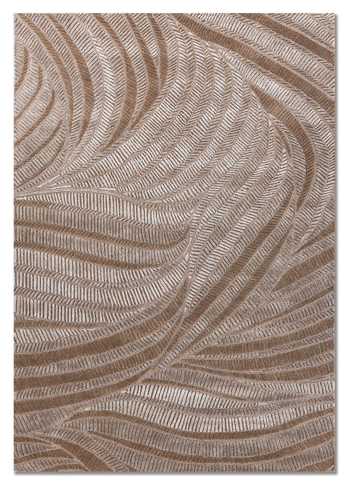lucid beige and brown wool and viscose hand tufted Rug - HeadShot lucid beige and brown wool and viscose hand tufted Rug - HeadShot